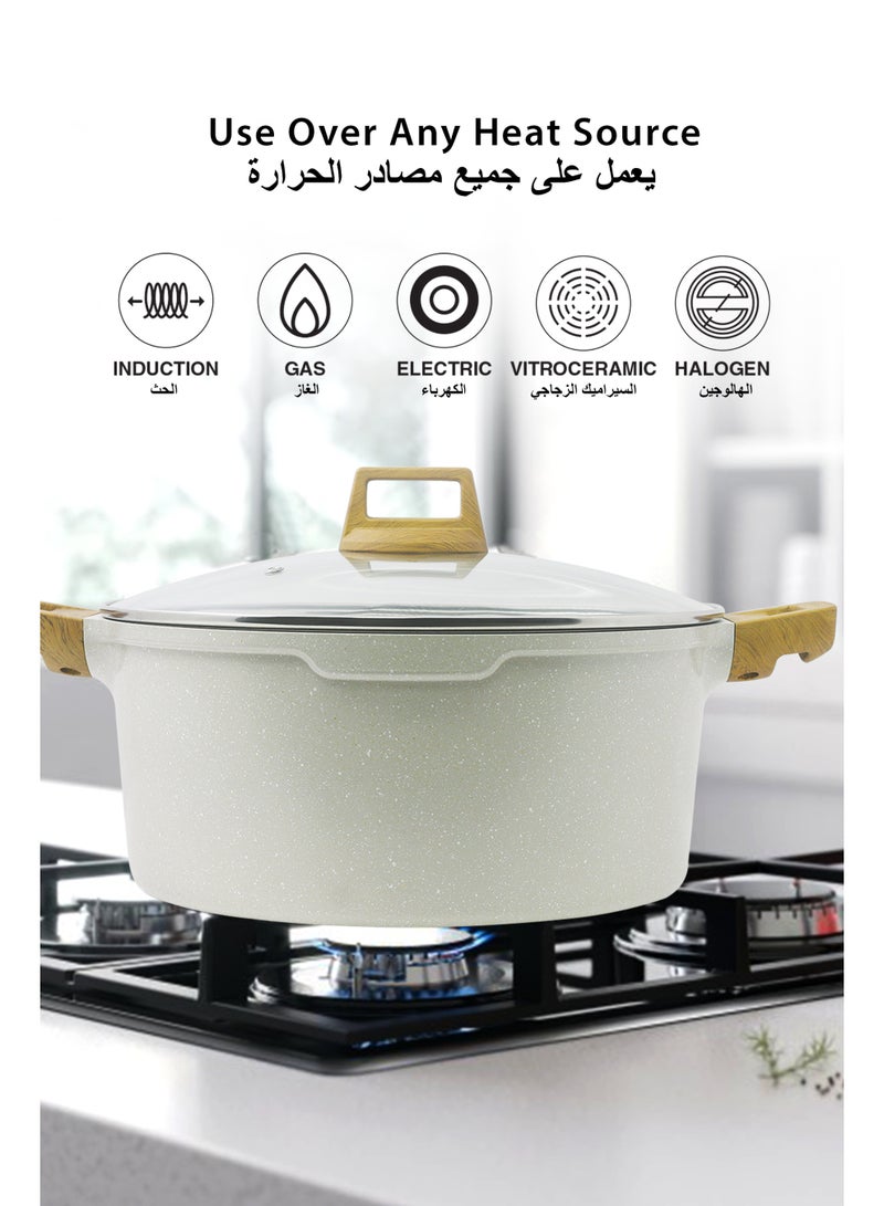 Bergner 32cm (9L) Cast Aluminum Casserole Dish with Glass Lid & Trivet, Non-Stick Marble Coating, Less Oil Use Healthy Cooking, Even Heating, Scratch Resistant, Induction & Gas Stove Compatible - Image 3